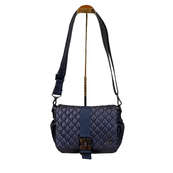 LUG Harness Crossbody Shoulder Bag Metallic Adult Quilted Blue - Picture 1 of 12
